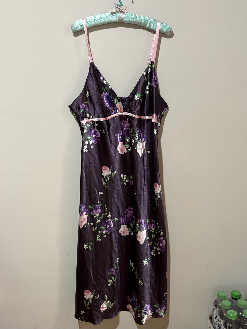 Purple floral maxi slip dress